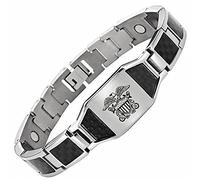 LiFashion US Military Bracelet for Men Stainless Steel Armed Forces Military Gifts U.S. Army Navy Marine Corps Air-force Policeman Link Bracelets with Carbon Fiber Jewelry for Dad,Boyfriend,Husband