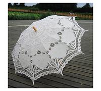 LiFBeauTiFuL White Ivory Wedding Umbrella Lace Sun Umbrella Cloud Parasol Embroidery Bride Umbrella Ombrelle Dentelle Parapluie Mariage Decor (Color : Ivory)