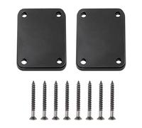 LifCratms 2 Pack Electric Guitar Neck Plates, Metal Guitar Neck Joint Plates Joint Reinforce Board with Screws Guitar Parts Replacement for Strat Tele Style Electric Guitar Bass (Black)