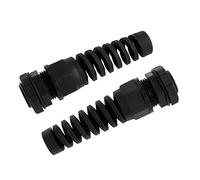 LifCratms 2Pcs NPT 1/2" Black Cable Gland, IP68 Waterproof Nylon Joint Adjustable Locknut Flex Spiral Strain Relief with Gaskets for 7-12mm Cable Range