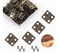 LifCratms 30 Pcs Mini Hinges, 13 x 12 mm Antique Bronze Butt Hinge Miniature Hardware 180 Degree Rotation Hinges with Screws for Wooden Box Crafts Jewelry Box Chest Cabinet DIY