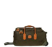 Bric's Life Collection Carry-On Rolling Duffle Bag with Tuscan Leather Trimmings, 21", Olive