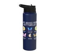 Life Advice from Butterflies Inspirational Growth Quote Stainless Steel Insulated Water Bottle