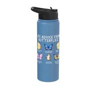 Life Advice from Butterflies Inspirational Growth Quote Stainless Steel Insulated Water Bottle