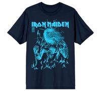 Life After Death Flames Blue T Shirt Iron Maiden Navy M