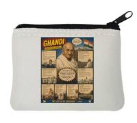 Life and Legacy of Gandhi Neoprene Coin Purse Pouch 10x11cm White