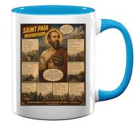 Life and Legacy of Saint Paul Ceramic Tea Coffee Mug Light Blue