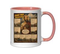 Life and Legacy of Saint Paul Ceramic Tea Coffee Mug Pink