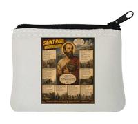 Life and Legacy of Saint Paul Neoprene Coin Purse Pouch 10x11cm White