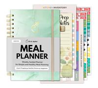 Life & Apples Weekly Meal Planner Notebook,Meal Plan and Food Prep Journal with Grocery List, Recipe Pages and Budget,for Healthy Diet Tracking and Family Menu Planning, A5, Mint Green