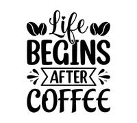 Life Begins After Coffee Coffee Quotes Poster Typographic Slogan Design Wall Stickers Paster Paper 41x50.3cm Multi Color Selection Black