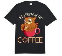 Life Begins After Coffee Owl Nocturnal Caffeine Cafe Comic Comfort Colors Adult Heavyweight T-Shirt