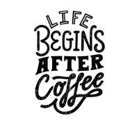 Life Begins After Coffee Typography Logo Motivational Morning Breakfast Slogan Inscription Wall Decals PVC 36x52.9cm Store Decoration Black