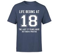 Life Begins at 18th Birthday Gift Mens T-Shirt Gift for Him Navy Blue S