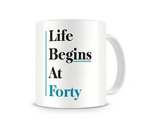 "Life Begins At 40" - 40th Birthday Mug Gift/Present - Funny / Novelty / Humour / Cheeky / Joke Style Mug - Great Mug Gift For Men, Him, Women, Her, Girlfriend, Boyfriend, Husband, Wife, Mum, Dad, Uncle, Aunty, Brother, Sister, Cousin, Grandma, Grandad. Great Coffee / Tea Mug For The Home or Work / Office