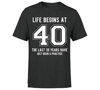 Life Begins at 40th Birthday Gift Mens T-Shirt Gift for Him Black XL