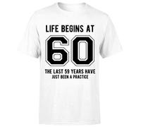 Life Begins at 60th Birthday Gift Mens T-Shirt Gift for Him White M