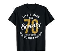 Life Begins at 70 - Vintage 70th Birthday Value Graphic T-Shirt, Men, Black, XL
