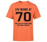 Life Begins at 70th Birthday Gift Mens T-Shirt Gift for Him Orange L