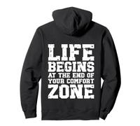 Life Begins Comfort Zone Motivational Inspirational Vintage Pullover Hoodie