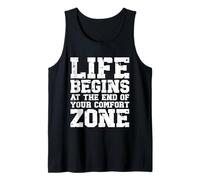 Life Begins Comfort Zone Motivational Inspirational Vintage Tank Top