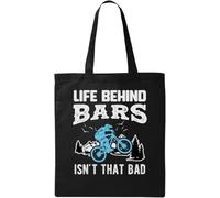 Life Behind Bars Isn't That Bad Funny Bicycle Graphic Natural Ecological Cotton Tote Bag Black