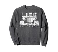 Life Behind Bars Outdoor Life Distressed Sweatshirt, Adult Unisex, Dark Heather Grey, XXL