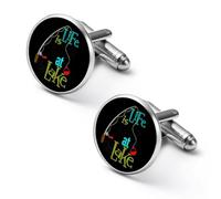 Life Better at Lake Shirt Cufflinks for Men Cuff Links Tie Father Husband Wedding Business 2.0cm