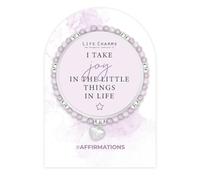 Life Charms Affirmation Lilac Crystal & Silver Bracelet - Enjoy the little things