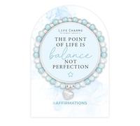 Life Charms Crystal Bead Handmade Charm Bracelet - Balance Not Perfection Positive Affirmation Quote - Inspirational Silver Plated Mantra Jewellery