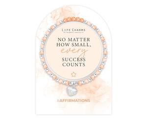 Life Charms Crystal Bead Handmade Charm Bracelet - Every Success Counts Positive Affirmation Quote - Inspirational Silver Plated Mantra Jewellery