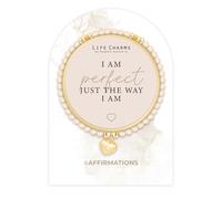 Life Charms Crystal Bead Handmade Charm Bracelet - I am Perfect Positive Affirmation Quote - Inspirational Gold Plated Mantra Jewellery