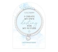 Life Charms Crystal Bead Handmade Charm Bracelet - I Create My Own Destiny Positive Affirmation Quote - Inspirational Silver Plated Mantra Jewellery