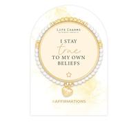Life Charms Crystal Bead Handmade Charm Bracelet - I Stay True to my Beliefs Positive Affirmation Quote - Inspirational Gold Plated Mantra Jewellery