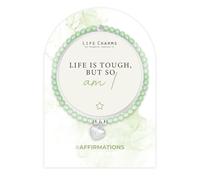 Life Charms Crystal Bead Handmade Charm Bracelet - Life Is Tough, But So Am I Positive Affirmation Quote - Inspirational Silver Plated Mantra Jewellery