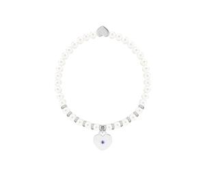 Life Charms Something Blue Freshwater Pearls Elastic Charm Bracelet for Bride - Bridal Wedding Gift in Elegant Flower Box