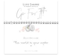 Life Charms Women's Wristband Bracelet - The World is Your Oyster - Heart and Sea Shells Charms