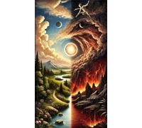 Life Death Landscape Diamond Art Kits,5D Diamond Painting Kits for Adults,DIY Full Round Drill Diamond Painting Kits for Beginners Rhinestone Embroidery Picture Art for Home Decor 40x90 cm