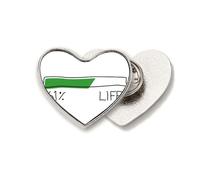 Life Energy Progress Bar 61 Percent Middle Aged Heart Metal Pin Brooch Clip Love