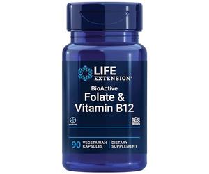 Life Extension, Bioactive Folate & Vitamin B12, High Dose, 90 Vegan Capsules, Vegetarian, Gluten-Free, SOYA-Free, Non-GMO