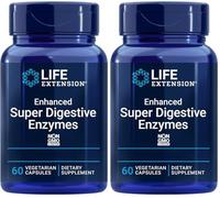 Life Extension, Enhanced Super Digestive Enzymes, High Dose, 60 Vegetarian Capsules, Non GMO (Pack of 2)