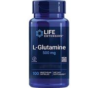 Life Extension, L-Glutamine, 500mg, High Dose, 100 Vegan Capsules, Lab-Tested, Gluten Free, Vegetarian, Soy Free, GMO Free