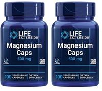 Life Extension, Magnesium Caps, 500mg, 100 Vegan Capsules, high-Strength Minerals Supplement, Gluten-Free, Vegetarian, SOYA-Free, Non-GMO, with Magnesiumcitrate (Pack of 2)
