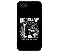 Life Finds A Way Death Finds You Faster T Rex Dinosaur Pun Case for iPhone SE (2020) / 7 / 8
