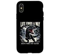 Life Finds A Way Death Finds You Faster T Rex Dinosaur Pun Case for iPhone X/XS
