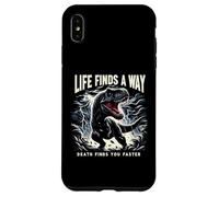 Life Finds A Way Death Finds You Faster T Rex Dinosaur Pun Case for iPhone XS Max