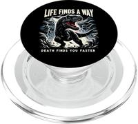 Life Finds A Way Death Finds You Faster T Rex Dinosaur Pun PopSockets PopGrip for MagSafe