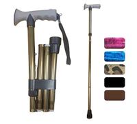 Life Folding Walking Stick with Comfort Gel Handle - Adjustable Height 33-37” Lightweight Aluminium Walking Cane for Elderly & Arthritis Support, Non-Slip Rubber Tip, Wrist Strap, Right or Left Handed