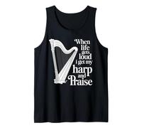 Life Gets Loud Harping Harp Instrument Harpist Music Harp Tank Top