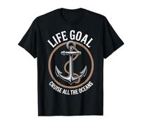 Life Goal Cruise All The Oceans Funny Cruising Vacation T-Shirt